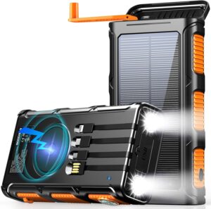 GOODaaa Power Bank Wireless Charger 45800mAh Built in Hand Crank and 4 Cables 15W Fast Charging Power Bank 7 Outputs & 4 Inputs Solar Portable Charger GOODaaa Power Bank Wireless Charger 45800mAh Built in Hand Crank and 4 Cables 15W Fast Charging Power Bank 7 Outputs & 4 Inputs Solar Portable Charger