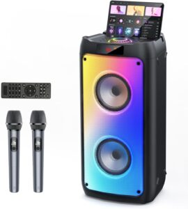 Karaoke Machine with 2 Wireless Microphones Portable Bluetooth Speaker Karaoke Machine with 2 Wireless Microphones Portable Bluetooth Speaker